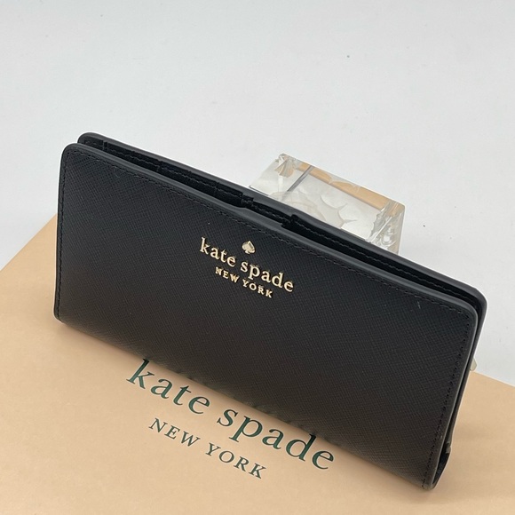 Kate Spade Large Slim Bifold Wallet Black - Picture 5 of 8